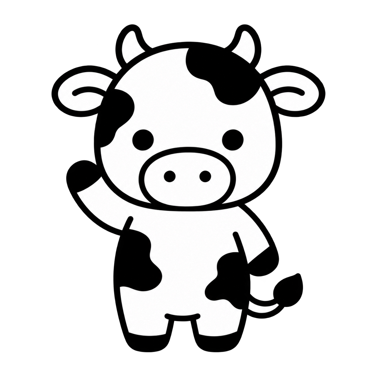 Social Farm cow mascot waving hello